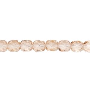 3/$15 Czech Glass Fire Polished Translucent Lt Rose 75 - 6mm Faceted Round Beads